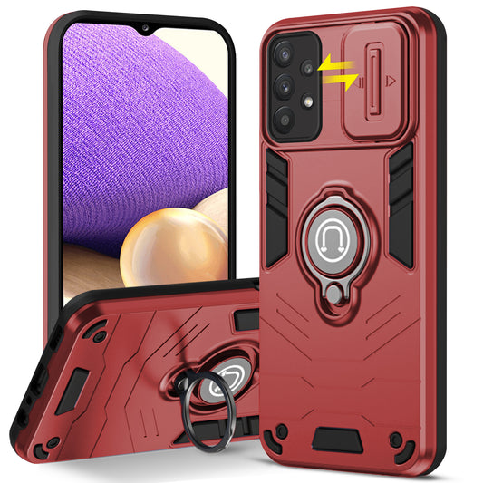 Ultra Rugged Armor Case with Rotating Ring Holder & Shutter Camera Protection Back Case For Samsung M32 5G