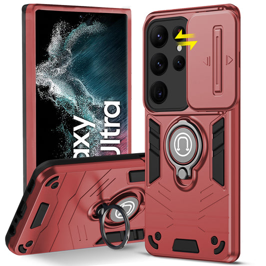 Ultra Rugged Armor Case with Rotating Ring Holder & Shutter Camera Protection Back Case For Samsung S22 Ultra 5G