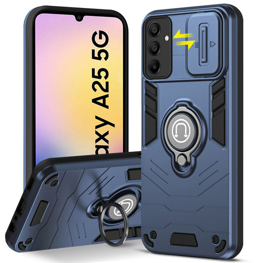 Ultra Rugged Armor Case with Rotating Ring Holder & Shutter Camera Protection Back Case For Samsung A25 5G