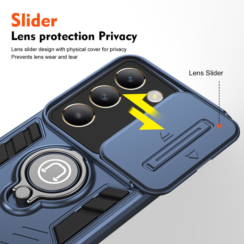Ultra Rugged Case with Rotating Ring Holder Back Case For Vivo Y200e 5G