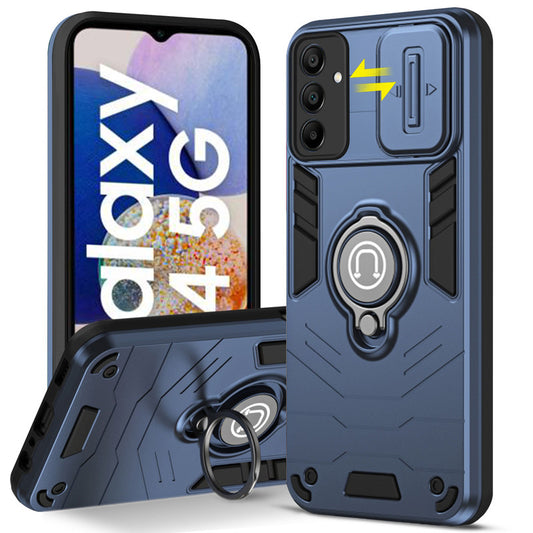 Ultra Rugged Armor Case with Rotating Ring Holder & Shutter Camera Protection Back Case For Samsung A14 5G