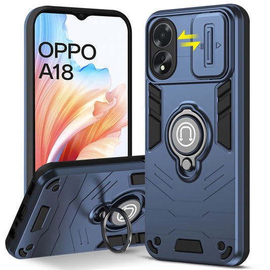 Ultra Rugged Armor Case with Rotating Ring Holder & Shutter Camera Protection Back Case For Oppo A18