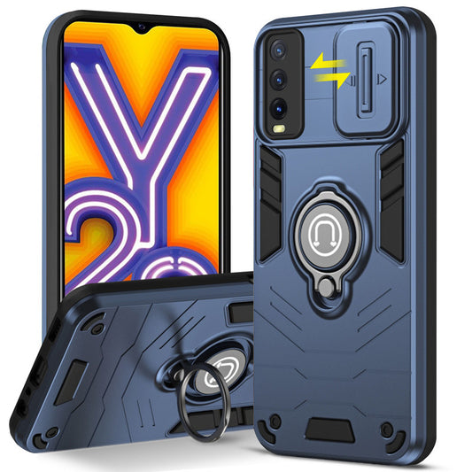 Ultra Rugged Armor Case with Rotating Ring Holder & Shutter Camera Protection Back Case For Vivo Y20