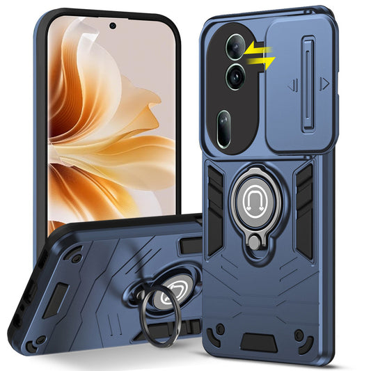 Ultra Rugged Armor Case with Rotating Ring Holder & Shutter Camera Protection Back Case For Oppo Reno 11 Pro 5G