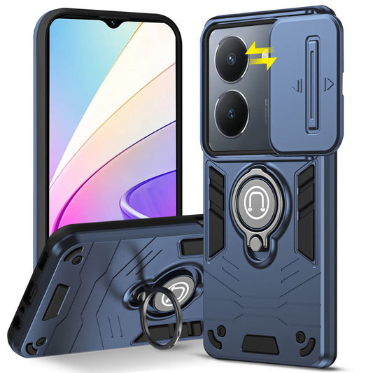 Ultra Rugged Armor Case with Rotating Ring Holder & Shutter Camera Protection Back Case For Vivo Y36 4G