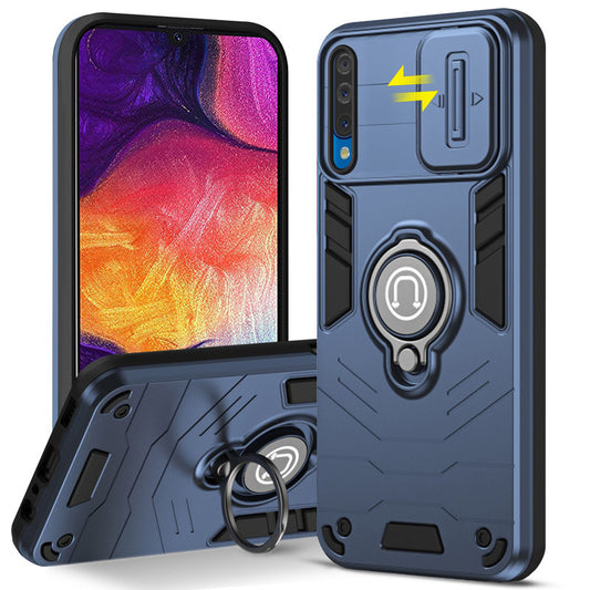 Ultra Rugged Armor Case with Rotating Ring Holder & Shutter Camera Protection Back Case For Samsung A50