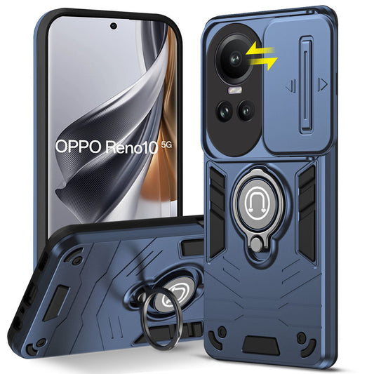 Ultra Rugged Armor Case with Rotating Ring Holder & Shutter Camera Protection Back Case For Oppo Reno 10 5G