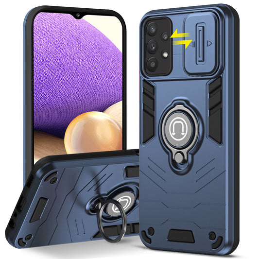 Ultra Rugged Armor Case with Rotating Ring Holder & Shutter Camera Protection Back Case For Samsung M32 5G