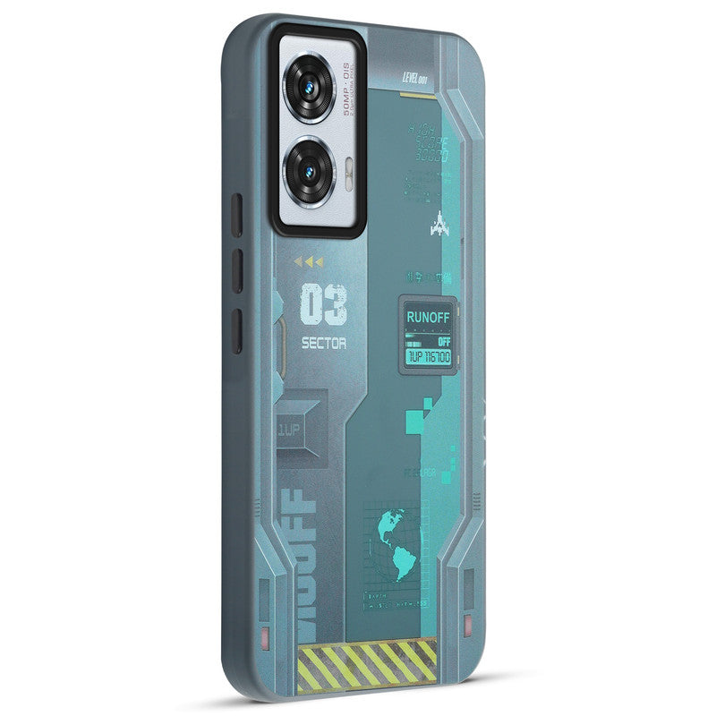 Mechanical Circuit Print Hard Back Cover For Motorola Edge 50 Fusion