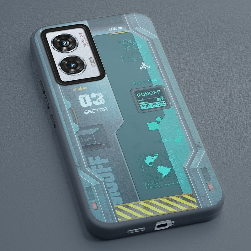 Mechanical Circuit Print Hard Back Cover For Motorola Edge 50 Fusion