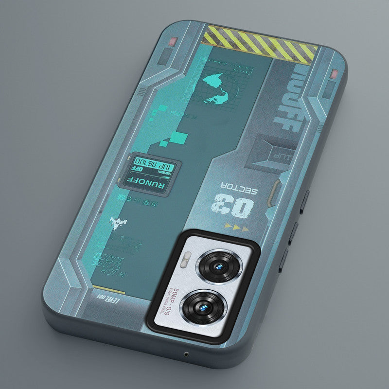 Mechanical Circuit Print Hard Back Cover For Motorola Edge 50 Fusion