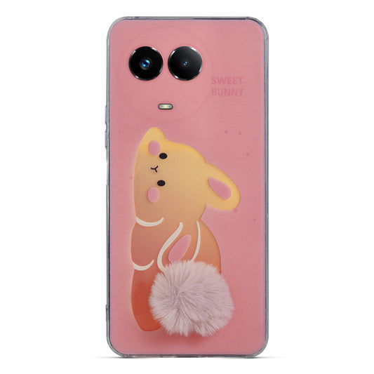 Printed matte back with fur detailing Back cover For Realme 11X 5G