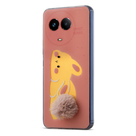 Printed matte back with fur detailing Back cover For Realme 11X 5G