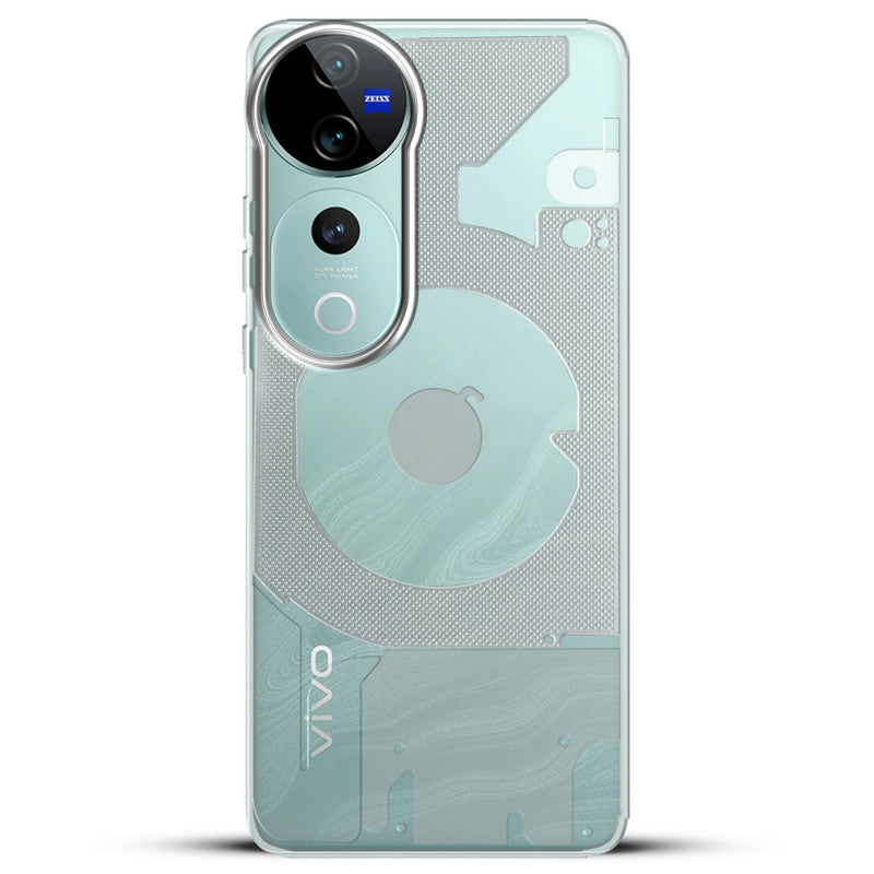 Soft Transparent Slim Fit Frosted Matte Silicone TPU With Silver Ring On Camera Back Cover for Vivo V40 Pro 5G