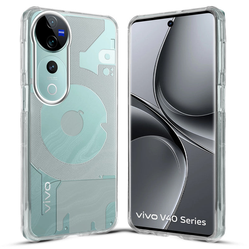 Soft Transparent Slim Fit Frosted Matte Silicone TPU With Silver Ring On Camera Back Cover for Vivo V40 Pro 5G