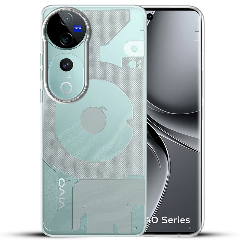 Soft Transparent Slim Fit Frosted Matte Silicone TPU With Silver Ring On Camera Back Cover for Vivo V40 Pro 5G