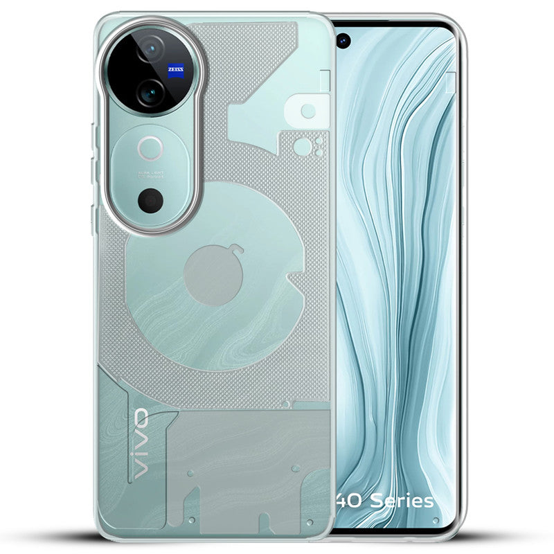 Soft Transparent Slim Fit Frosted Matte Silicone TPU With Silver Ring On Camera Back Cover for Vivo V40 5G