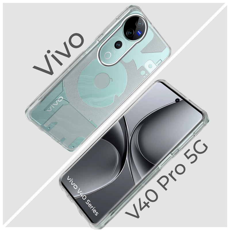 Soft Transparent Slim Fit Frosted Matte Silicone TPU With Silver Ring On Camera Back Cover for Vivo V40 Pro 5G