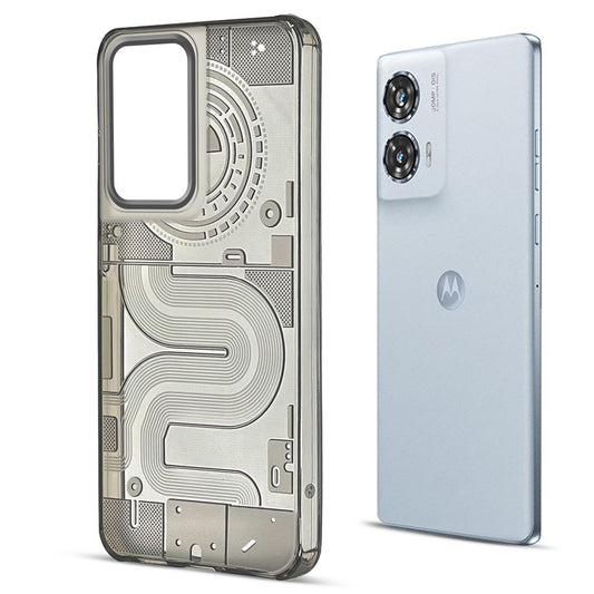 Soft Transparent Slim Fit Frosted Silicone TPU With Grey Matte Ring Camera Protection Back Cover for Motorola Edge 50 Fusion