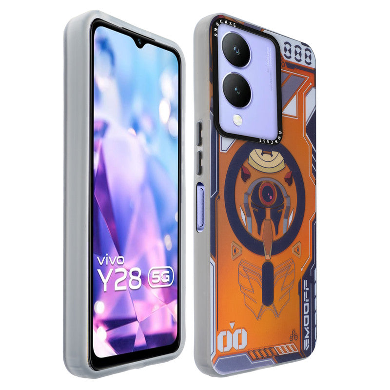 Colorful Reflective Circuit Prints Hard Back Protector Case For Vivo Y28 5G