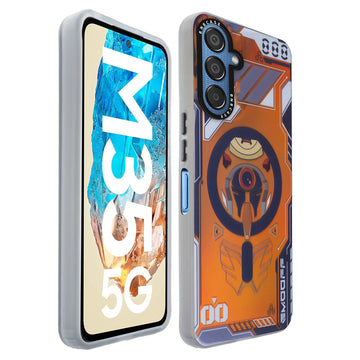 Colorful Reflective Circuit Prints Hard Back Protector Case For Samsung M35 5G