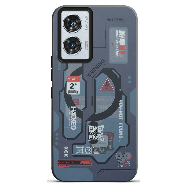 Mechanical Circuit Print Hard Back Cover For Motorola Edge 50 Fusion