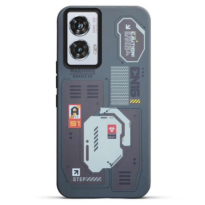 Mechanical Circuit Print Hard Back Cover For Motorola Edge 50 Fusion