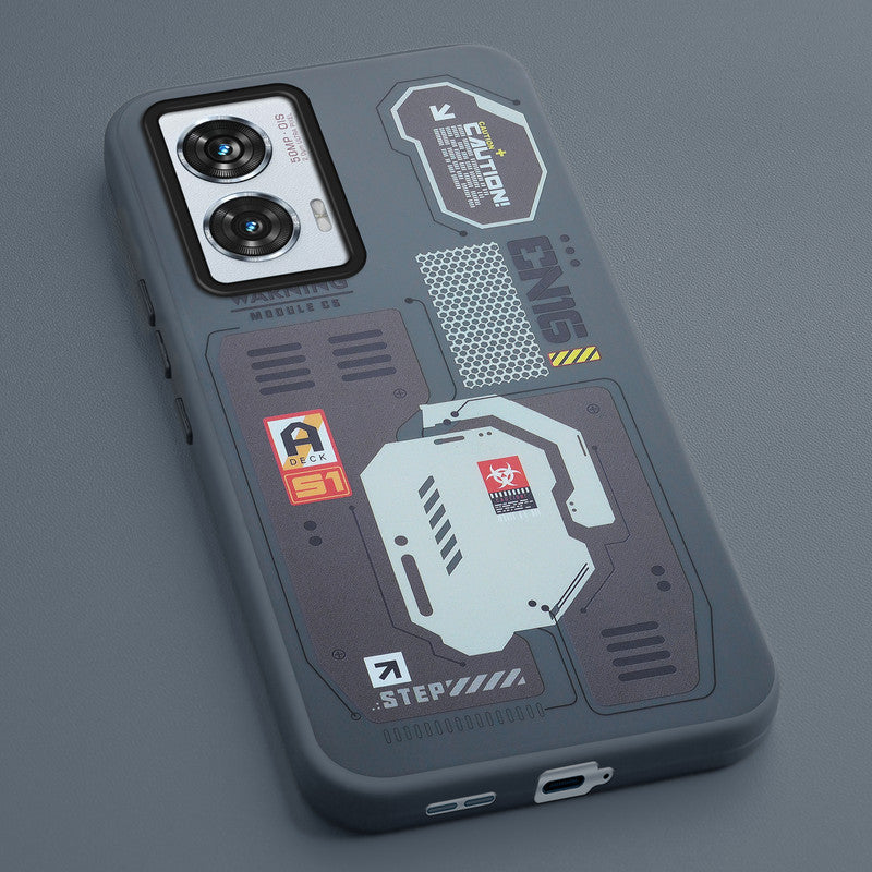 Mechanical Circuit Print Hard Back Cover For Motorola Edge 50 Fusion