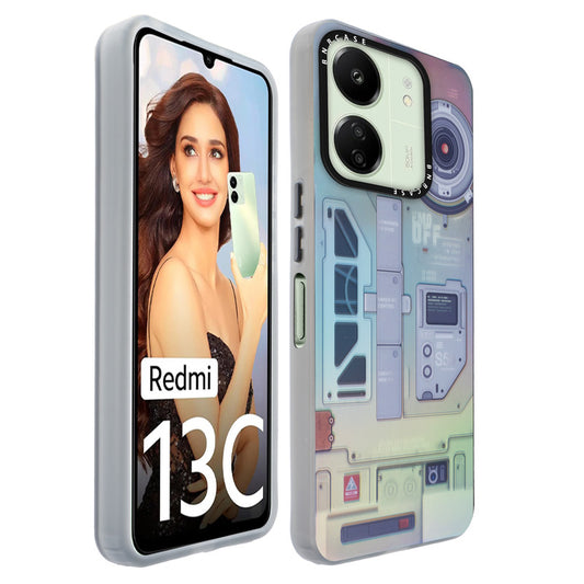 Colorful Reflective Circuit Prints Hard Back Protector Case For Redmi 13C 4G