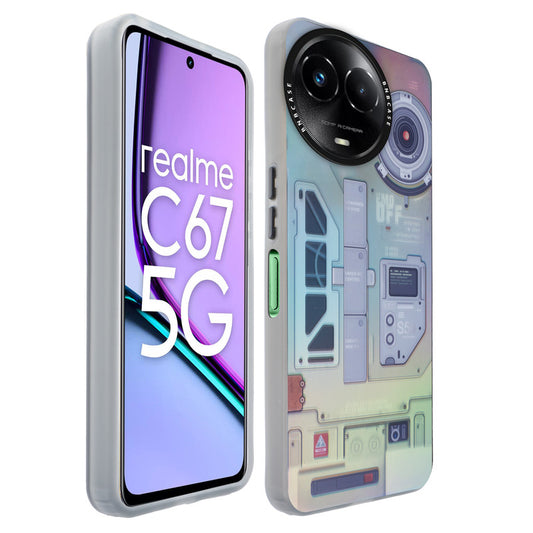 Colorful Reflective Circuit Prints Hard Back Protector Case For Realme C67 5G