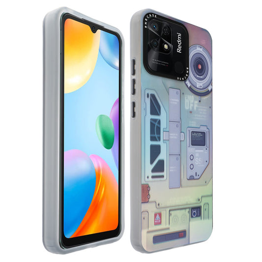 Colorful Reflective Circuit Prints Hard Back Protector Case For Redmi 10C