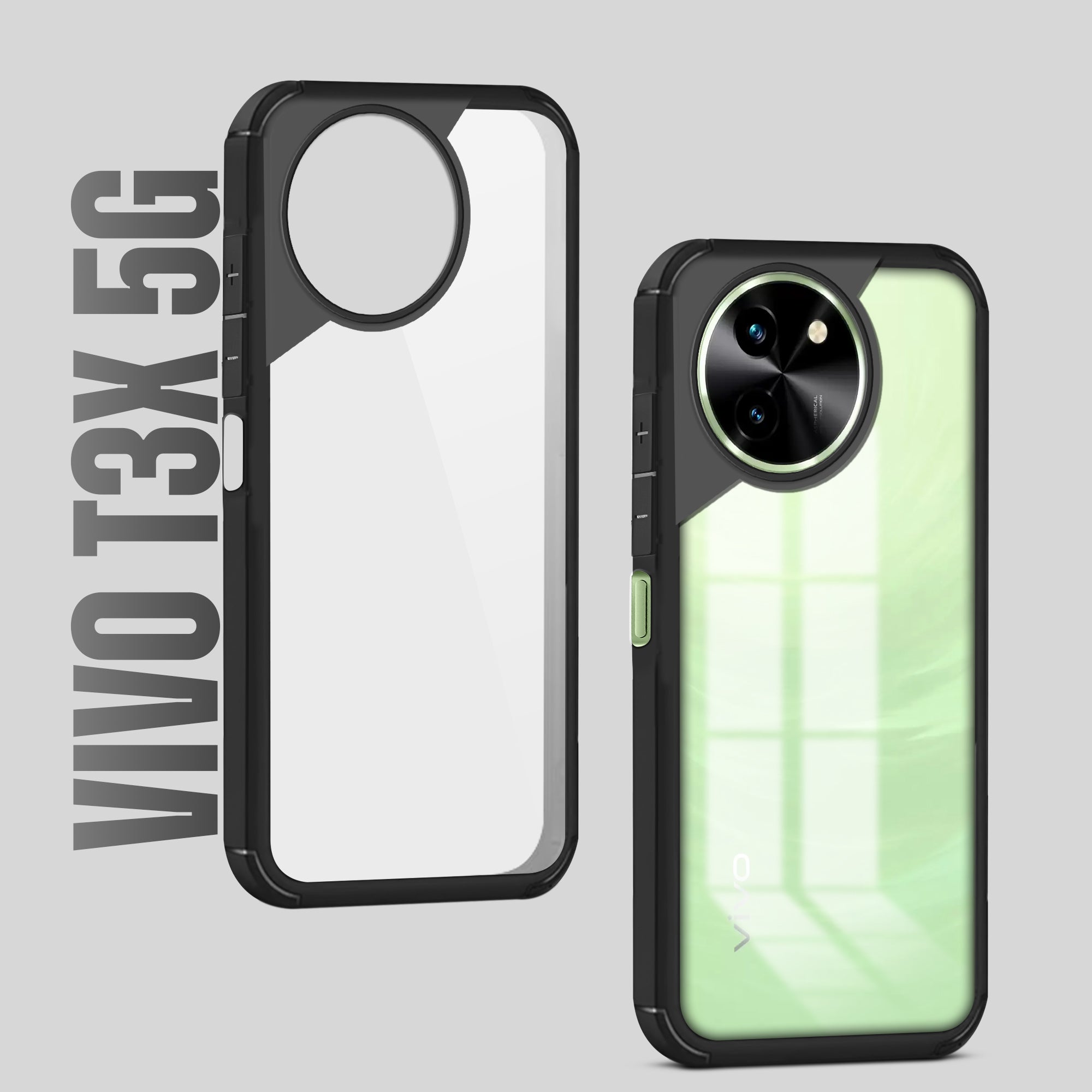 Silicone Border Transparent Back Cover for Vivo T3x 5G