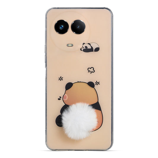 Printed matte back with fur detailing Back cover For Realme 11X 5G