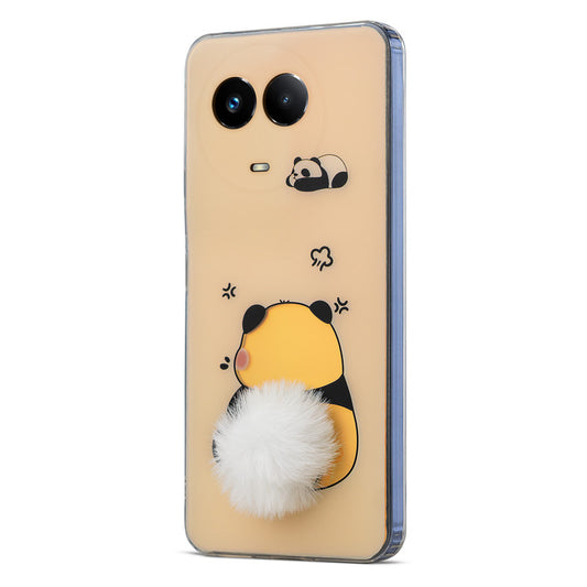 Printed matte back with fur detailing Back cover For Realme 11X 5G