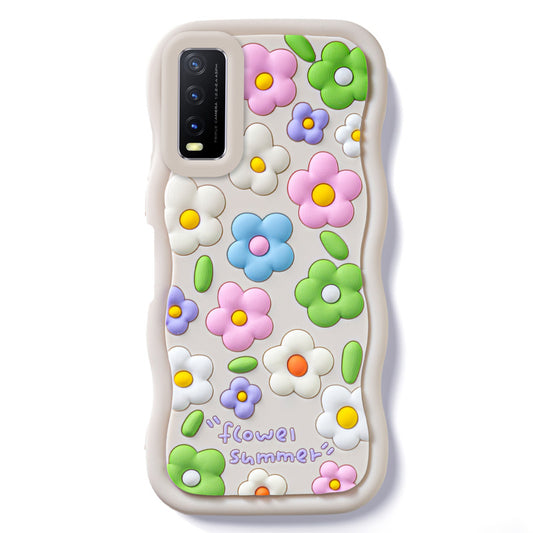 3D Soft Silicone Wave Edges Mobile Back Case For Vivo Y20