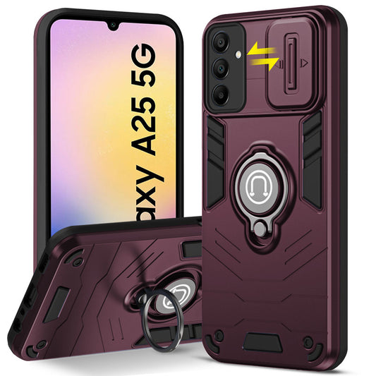 Ultra Rugged Armor Case with Rotating Ring Holder & Shutter Camera Protection Back Case For Samsung A25 5G