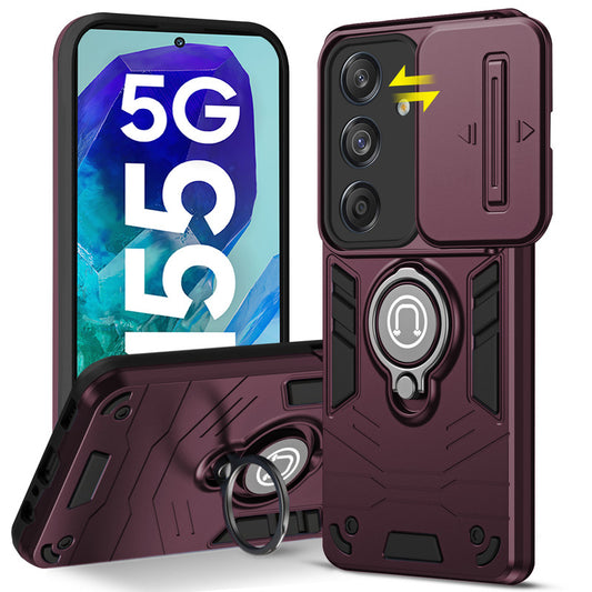 Ultra Rugged Armor Case with Rotating Ring Holder & Shutter Camera Protection Back Case For Samsung M55 5G