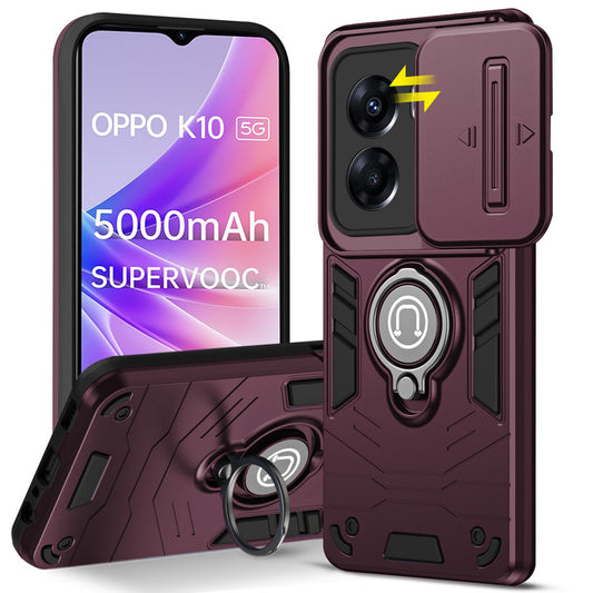 Ultra Rugged Armor Case with Rotating Ring Holder & Shutter Camera Protection Back Case For Oppo K10 5G