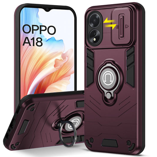 Ultra Rugged Armor Case with Rotating Ring Holder & Shutter Camera Protection Back Case For Oppo A18