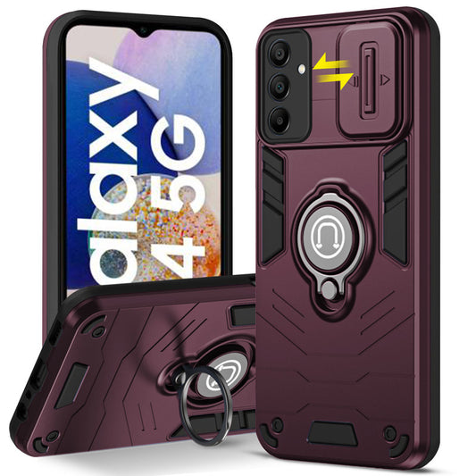 Ultra Rugged Armor Case with Rotating Ring Holder & Shutter Camera Protection Back Case For Samsung A14 5G