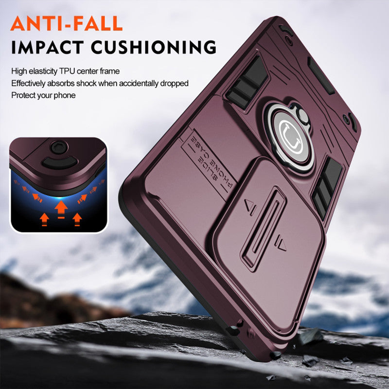 Ultra Rugged Case with Rotating Ring Holder Back Case For Vivo T3x 5G
