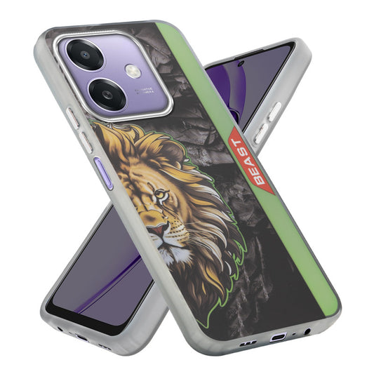 Beast Mode Animal Printed Back Case For Oppo A3x 5G With Hard Back & Glow Effect