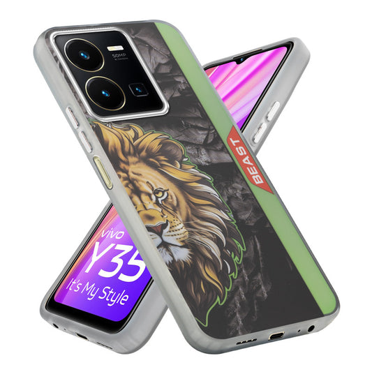 Beast Mode Animal Printed Back Case For Vivo Y35 With Hard Back & Glow Effect