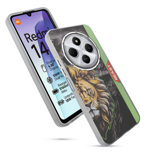 Beast Mode Animal Printed Back Case For Redmi 14C 5G With Hard Back & Glow Effect