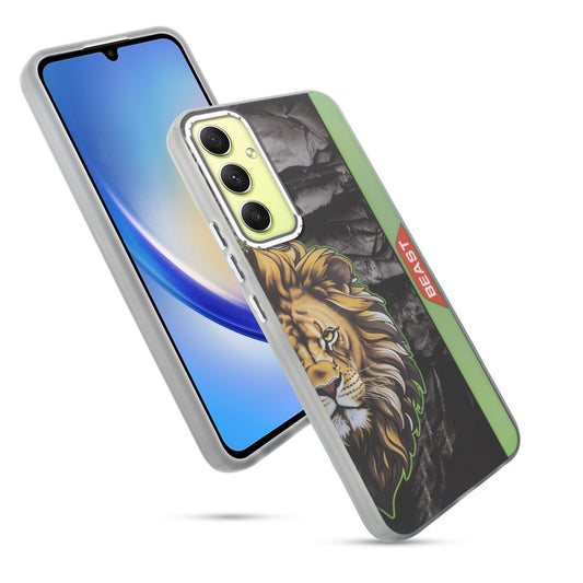 Beast Mode Animal Printed Back Case For Samsung A34 5G With Hard Back & Glow Effect