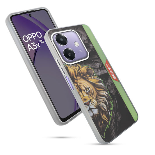 Beast Mode Animal Printed Back Case For Oppo A3x 5G With Hard Back & Glow Effect