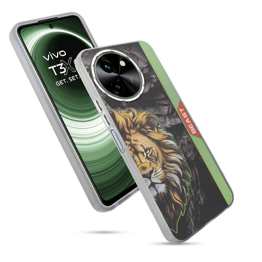 Beast Mode Animal Printed Back Case For Vivo T3x 5G With Hard Back & Glow Effect