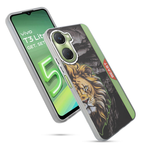 Beast Mode Animal Printed Back Case For Vivo T3 Lite 5G With Hard Back & Glow Effect