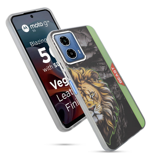 Beast Mode Animal Printed Back Case For Motorola Moto G34 5G With Hard Back & Glow Effect