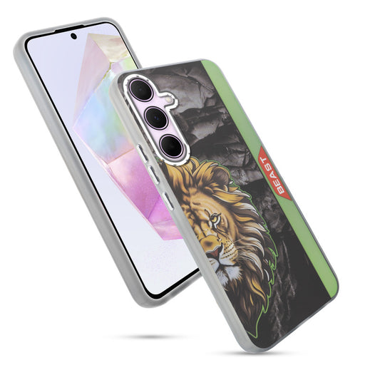Beast Mode Animal Printed Back Case For Samsung A35 5G With Hard Back & Glow Effect